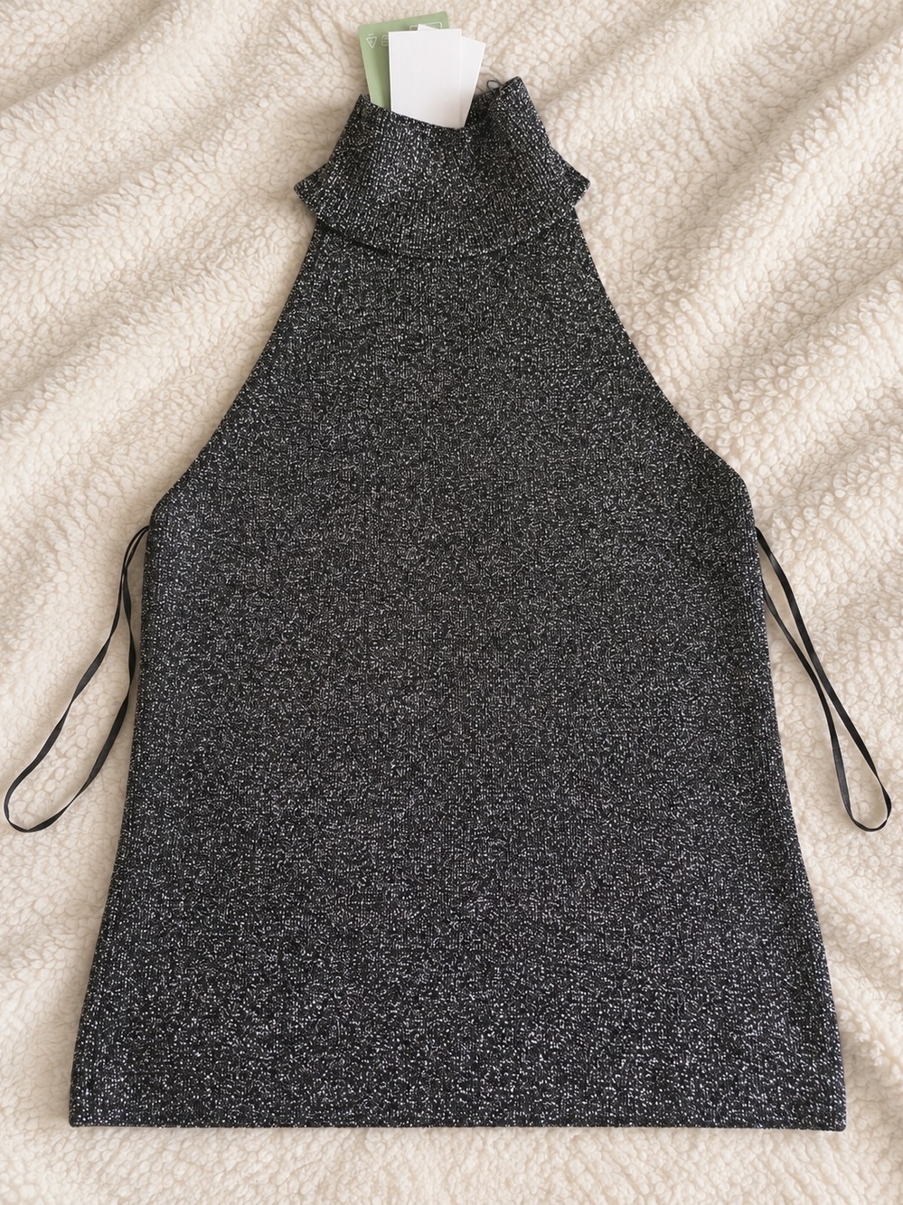 H&M Sparkle Halter Sleeveless Top - Black NWT